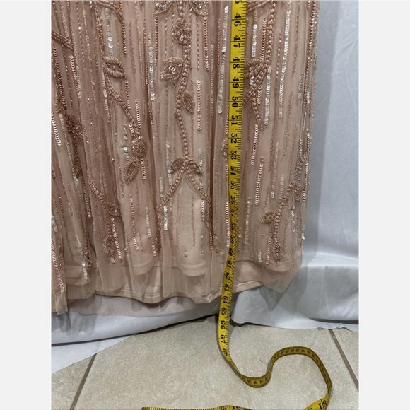 NWT $698 Mac Duggal [ 14 ] Embellished Cap Sleeve Cape Trumpet Gown‎ Blush - Picture 7 of 16